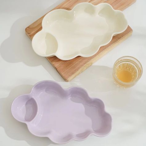 New Creative Cloud Shape Plate Tableware Ceramic Snack Plate With Sauce Holder - Buy Cloud Shape Ceramic Plate,Ceramic Snack Plate,Ceramic Plate With Sauce Holder Product on Alibaba.com Tableware Ceramic, Cloud Shape, Plate Ceramic, Modern Pottery, Cloud Shapes, Snack Plate, Color Glaze, Pet Holiday, Ceramic Plate