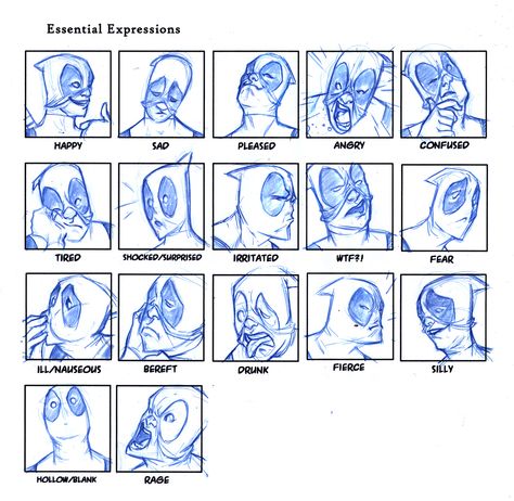 Deadpool Expressions, Expressions Template, Animation Help, Deadpool Art, Wade Wilson, Cartoon World, What To Draw, More More, Facial Expressions