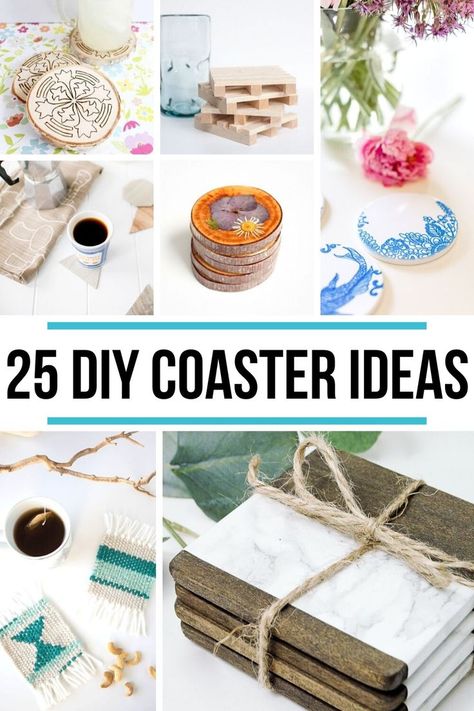 These 25 creative DIY coasters are great ideas to make this weekend! You only need a few supplies to make your own coasters! Use what you have on hand while you're stuck at home, and make these DIY coasters this weekend! #diyproject #coasters Diy Wood Coasters, Wood Coasters Diy, Popsicle Stick Diy, Coaster Projects, Geometric Coaster, Coaster Crafts, Cool Coasters, How To Make Coasters, Hexagon Coasters