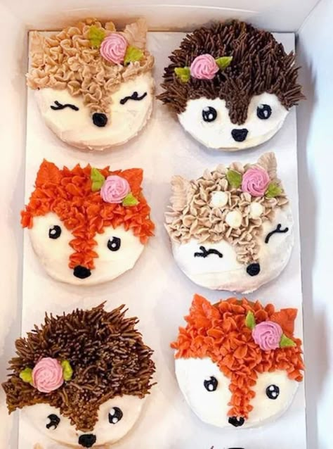 Tårta Design, Cupcake Decorating Tips, Kid Cupcakes, Torte Cupcake, Cupcake Cake Designs, Cupcakes Decorados, Animal Cupcakes, Animal Cakes, Fall Cakes