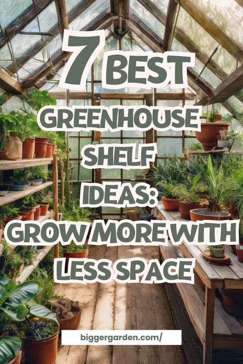 Uncover the hidden potential of your greenhouse with our exclusive guide to the top 7 shelf ideas designed to revolutionize your gardening experience. Say goodbye to cramped spaces and hello to bountiful harvests as you explore innovative ways to optimize your growing area. Dive into our article now for expert insights and don't forget to follow us for even more ingenious gardening tips and tricks! Backyard Greenhouse Ideas How To Build, Greenhouse Container Gardening, Greenhouse Growing Ideas, Greenhouse Shelves Ideas, Setting Up A Greenhouse, Shelving For Greenhouse, Greenhouse Planting Ideas, Greenhouse Shelf Ideas, Interior Greenhouse Design