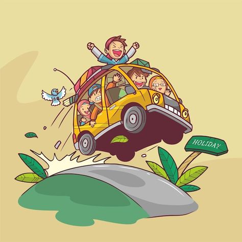 Car Vector Art, Traveling By Car, Bears Wallpapers, Adventure Cartoon, Family Traveling, Family Logo, Posca Art, Family Drawing, Islamic Cartoon