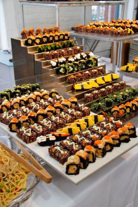 Sushi Catering, Sushi Buffet, Dessert Catering, Chowder Recipes Seafood, Seafood Tower, Sushi Love, Sushi Party, Sushi Platter, Catering Events