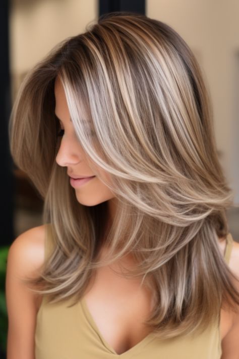 Rambut Brunette, Brunette Hair With Highlights, Brown Hair With Blonde Highlights, Dark Blonde Hair, Blonde Hair With Highlights, Haircuts For Medium Hair, Hair Color Highlights, Brown Blonde Hair, Hair Color And Cut