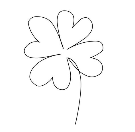 Four Leaf Clover Line Tattoo, Four Leaf Clover Fine Line Tattoo, Four Leaf Clover Doodle, Fine Line Clover Tattoo, Quadrifoglio Tattoo, Elephant Doodle, Shamrock Tattoo, F Tattoo, Four Leaf Clover Tattoo