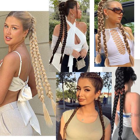 Multiple Braid Ponytail, Straight Ponytail Hairstyles, Braided Ponytail Extension, Long Braided Ponytail, Wrap Around Ponytail, Braided Pony, Long Hair Ponytail, Straight Ponytail, Blonde Braids