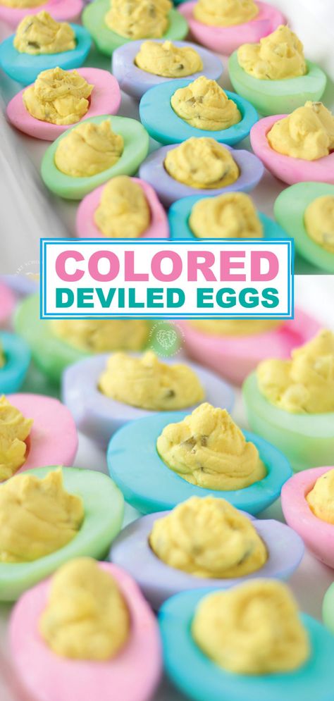 Deviled Eggs Easter, Deviled Eggs For Easter, Colored Deviled Eggs, Easter Deviled Eggs, Easter Party Food, Eggs For Easter, Festive Appetizers, Easter Appetizers, Easter Dishes