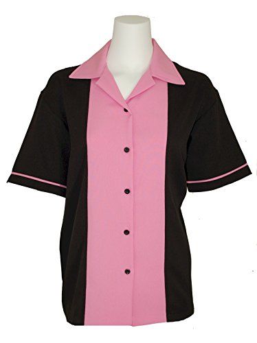 Womens Bowling Shirt Pink  Black USA Made  BeRetro Classic 50s * You can find more details by visiting the image link.Note:It is affiliate link to Amazon. Lala Land Outfits, Bowling Team Shirts, Retro Bowling Shirts, Custom Bowling Shirts, Vintage Bowling Shirts, Bowling Outfit, Bowling League, 50s Women, Bowling Team