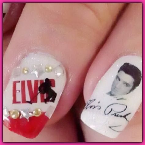 TCB ⚡️ Elvis Nails, Face Mask Recipe, Nail Candy, Cool Diy, Elvis Presley, Makeup Nails, Best Makeup Products, Makeup Looks, Nail Art