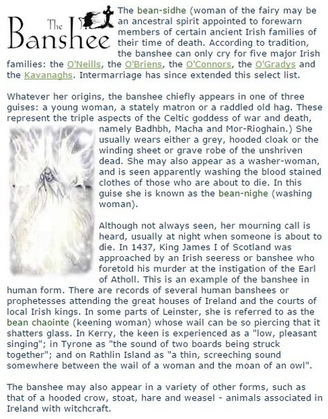 The Banshee in Ireland Banshee Mythology, Banshee Aesthetic, Irish Fairies, Fairy Mythology, Fairies Mythology, Chaos Witch, Norse Paganism, The Banshee, Fae Aesthetic