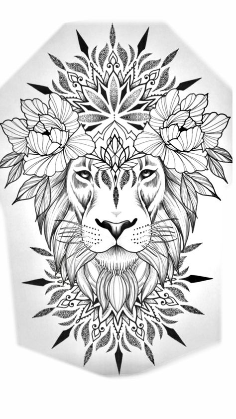 Mandala Lion Tattoo, Leo Lion Tattoos, Lion Face Drawing, Lion Art Tattoo, Lion Mandala, Lion Tattoo Sleeves, Mens Lion Tattoo, Lion Tattoo Design, Tattoo Stencil Outline