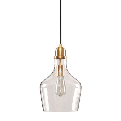 Illuminate your home decor with the simple, industrial style of the Hampton Hill Auburn Bell Shaped Glass Pendant.Click this HOME DECOR & FURNITURE GUIDE to find the perfect fit and more! Illuminate your home decor with the simple, industrial style of the Hampton Hill Auburn Bell Shaped Glass Pendant.Click this HOME DECOR & FURNITURE GUIDE to find the perfect fit and more! Metal base with bell shaped clear glass For indoor use Adjustable cord hanging pendant Sloped ceiling compatible Dimmable wi Glass Pendant Ceiling Light, Kitchen Light, Cfl Bulbs, Madison Park, Simply Chic, Pendant Ceiling Light, Kitchen Redo, Beautiful Lighting, Home Decor Lights