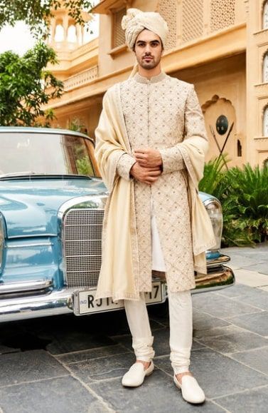 Buy designer wedding sherwanis for the groom online. Anita Dongre brings the latest collection of sherwanis for men which will make your wedding day memorable. Sherwani For Groom, Sherwani Groom, Sherwani For Men, Anita Dongre, Indian Wedding Planning, Ethnic Looks, The Groom, Indian Design, Embroidered Silk