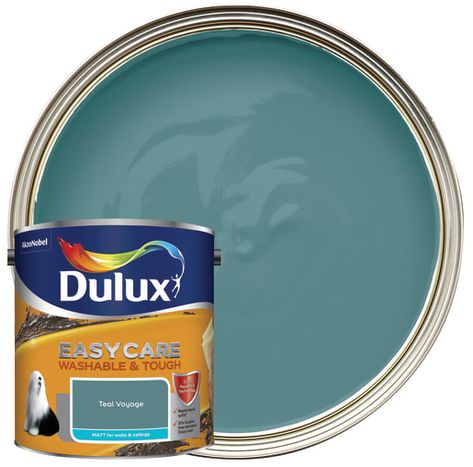 Dulux Easycare Washable & Tough Matt Emulsion - Teal Voyage - 2.5L | Wickes.co.uk Kitchen Matt, Kitchen Revamp, Green Business, Diy And Home Improvement, House Paint, Kitchen Paint, Willow Tree, Place Names, Hallway Decorating