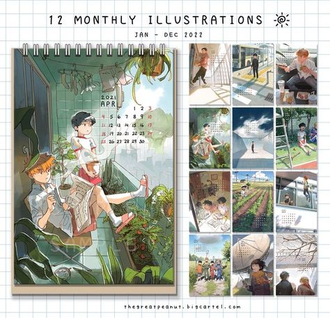 Digital Art Calendar, Illustration Calendar Design, Calender 2024 Designs, Calendars Aesthetic, Calendar Design Ideas, Calendar Design Layout, Calendar Design Inspiration, Illustrated Calendar, Wall Calendar Design