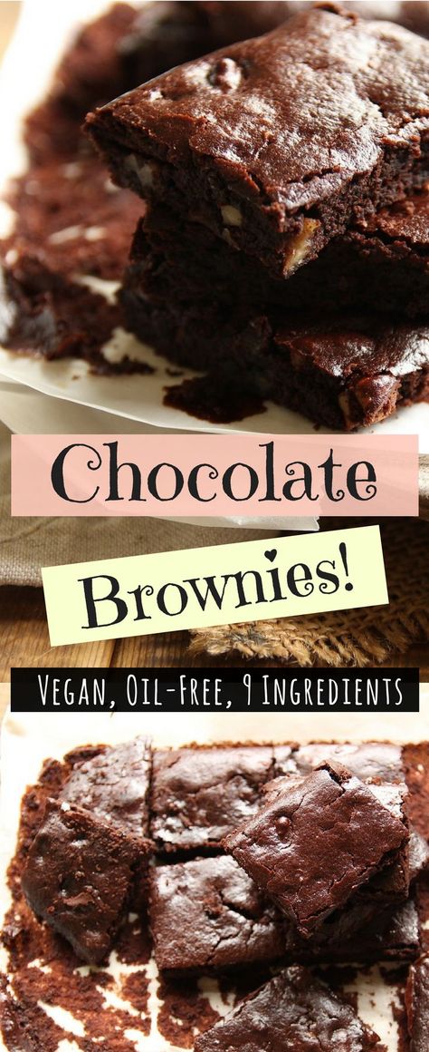 Moist, rich, oil-free vegan chocolate brownies that take 5 minutes to prepare before popping them into the oven. With just under 10 ingredients, these brownies will take care of your chocolate cravings the elegant way. #chocolatebrownies #vegandessert Caribbean Vegan, Gf Brownies, Vegan Board, Vegan Chocolate Brownies, Chocolate Olive Oil Cake, Vegan Pastry, Olive Oil Cake Recipe, Vegan Brownies Recipe, Oil Free Vegan Recipes