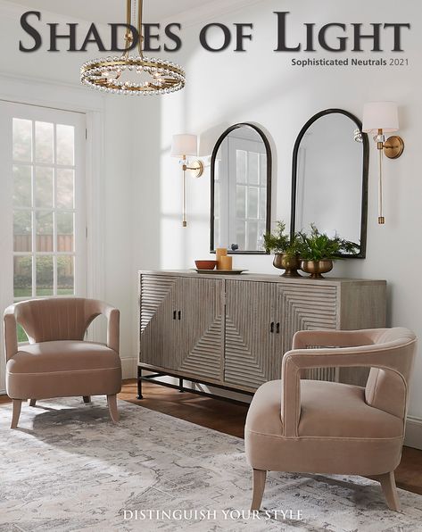 Sophisticated Neutrals 2021 DISTINGUISH YOUR STYLE Arch Mirror Decor, Mirror And Sconces, Iron Arch, Arched Mirror, Mirror Design Wall, Arch Mirror, Shades Of Light, Room Redo, Sideboard Cabinet