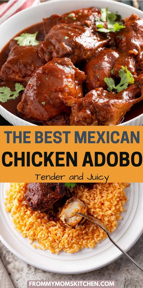 Indulge in the rich flavors of Mexico with this traditional Chicken Adobo recipe. Perfectly marinated and simmered to tender perfection, this dish brings a taste of authentic Mexican cuisine to your table. Whether you're a seasoned cook or new to exploring international flavors, this simple yet delightful recipe is sure to impress. Gather your ingredients, embrace the vibrant spices, and enjoy a meal that celebrates the heart of Mexican cooking. Chicken Adobo Recipe Mexican, Chicken With Adobo Sauce, Chicken In Adobo Sauce Chipotle, Chicken Adobo Mexican, Chicken With Chipotle In Adobo, Mexican Chicken Adobo Recipe, Mexican Adobo Chicken, Chipotle In Adobo Sauce Recipes, Peppers In Adobo Sauce Recipes