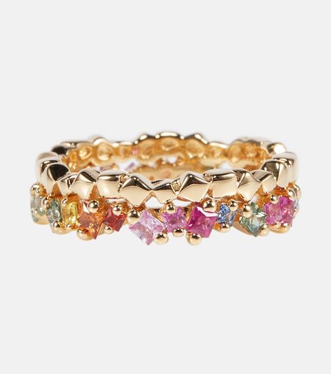 Find Suzanne Kalan Rainbow Mini 18kt Ring With Sapphires on Editorialist. Material: 18kt yellow gold, sapphire. Made in the USA. Designer color name: Yellow Gold . Gold Sapphire Ring, Rainbow Sapphires, Suzanne Kalan, White Sapphire Ring, White Gold Sapphire, Fine Jewelery, Pink Jewelry, Pink Ring, Sapphire Jewelry