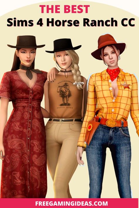 sims 4 horse ranch cc Sims 4 Horse Ranch Cc, Sims 4 Add Ons, Sims 4 Horse Ranch, The Sims 4 Pack, Ranch Outfits, Horse Clothes, Sims Pets, Nature Outfits, Sims 4 Cc Eyes