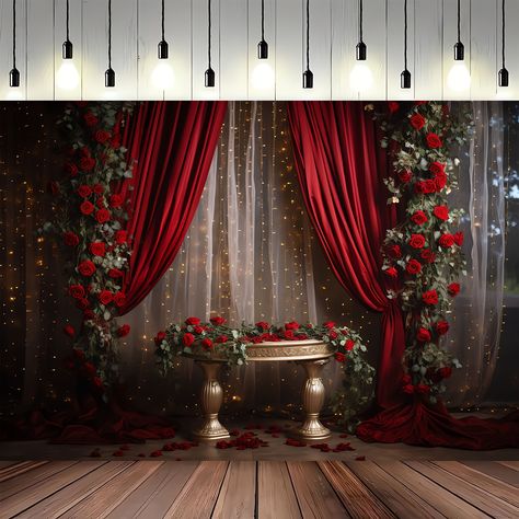 Faster shipping. Better service Flower Wall Background, Red Flower Wall, Background Stage, Red Gold Wedding, Sweet 15 Party Ideas Quinceanera, Black Red Wedding, Biker Wedding, Red Wedding Decorations, Maroon Background