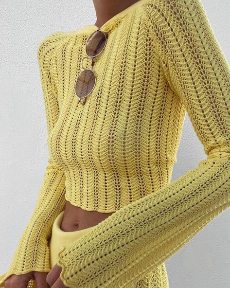 Pointelle Knit Pattern, Knit Pattern Sweater, Knitted Top For Summer, Crochet Winter Dress, Summer Knits, Crochet Knit Blanket, Crochet Butterfly Pattern, Crochet Swimwear, Aesthetic Crochet