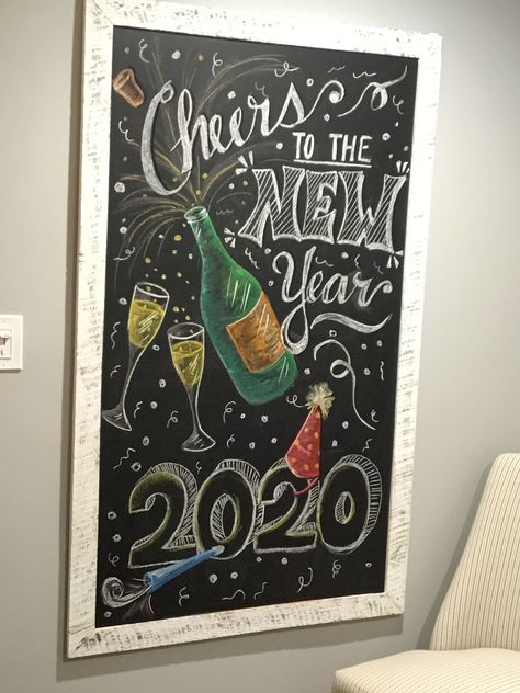 New Years Chalkboard Ideas, January Chalkboard Calendar, New Years Chalkboard Art, January Chalkboard Ideas, Fun Chalkboard Ideas, Bar Chalkboard Ideas, Handwritten Signs, Chalkboard Art Ideas, Chalkboards Ideas