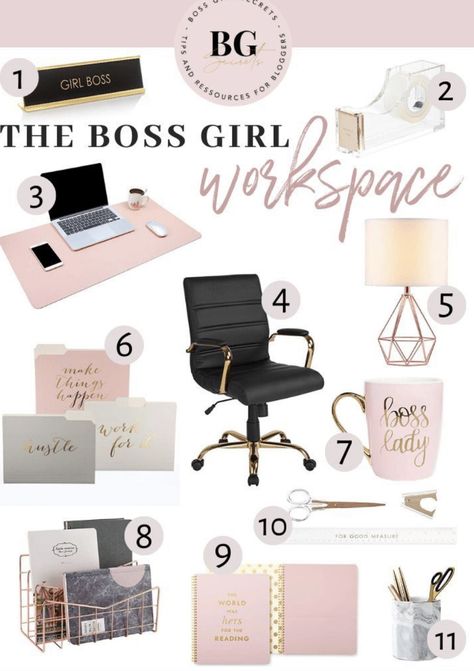 Gold Desk Decor, Rose Gold Office Decor, Rose Gold Office, Gold Office Decor, Girly Office, Work Cubicle, Cute Office Decor, Office Organization At Work, Cool Office Space