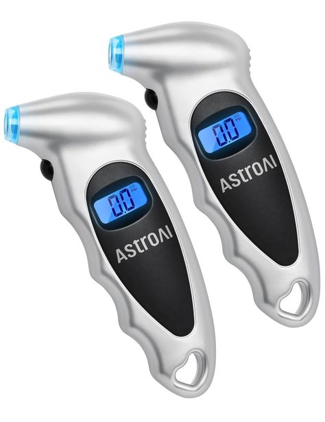 Amazon.com: AstroAI Tire Pressure Gauge Digital 0-150PSI (Accurate in 0.1 Increments), 4 Units for Car Truck Bicycle with Backlight LCD and Presta Valve Adaptor, Sliver (2 Pack) : Automotive Car Accessories Gifts, Vehicle Care, Tire Pressure Gauge, Stocking Stuffers For Men, Care Care, Motor Vehicle, Pressure Gauge, Car Tires, Motor Car