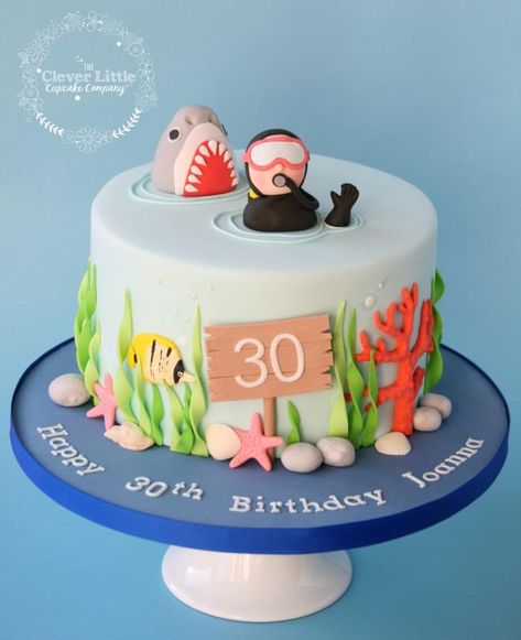 Scuba Cake, Diving Cake, Lemon Sponge, Ocean Cakes, Shark Cake, Sea Cakes, Beach Cakes, Cake Smash Photography, Cakes For Men