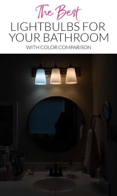 Daylight vs Soft White LEDs vs Incandescent? Which are the best lightbulbs for your bathroom?  #ad @cree Lighting Makeover, Best Bathroom Lighting, Bathroom Recessed Lighting, Bathroom Light Bulbs, Dark Bathrooms, Small Bathroom Organization, Lightbulbs, Pretty Decor, Bathroom Colors