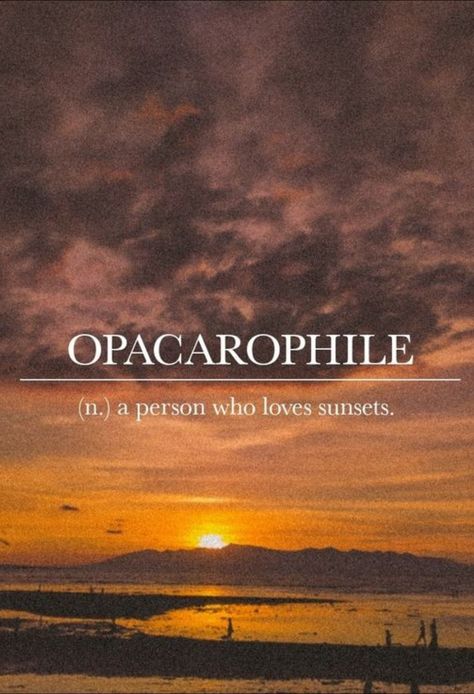 opacarophile Love For Sunsets Word, Word For A Person Who Loves Art, A Person Who Loves Darkness, Sunset In Different Languages, Words To Describe Sunsets, I Love Sunsets Quotes, Lover Of Sunsets Word, Sunset Meaning Quotes, One Word Captions Love