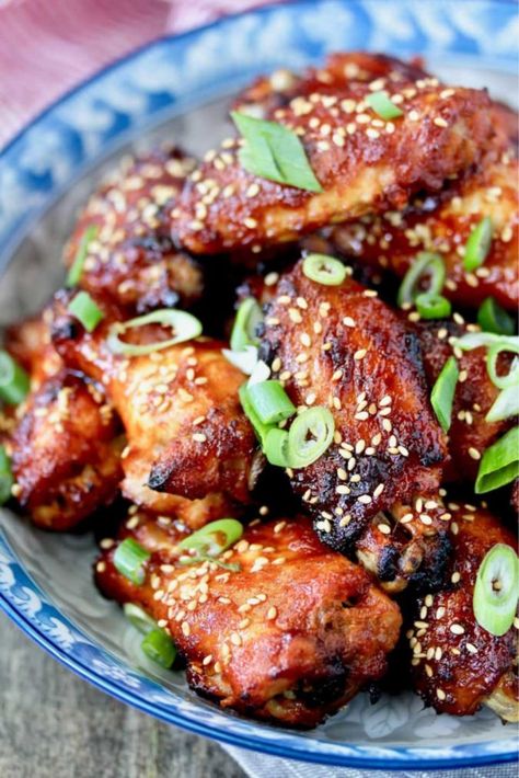 Airfryer Asian Recipes, Wings Airfryer, Chicken Wings Bbq, Chicken Airfryer, Wings In The Air Fryer, Slow Cooker Chicken Wings, Teriyaki Chicken Wings, Wings Chicken, Bbq Chicken Wings