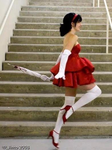 Perfect Blue Red Dress, Mima Kirigoe Cosplay, Mima Costume, Perfect Blue Costume, Halloween Costume Asian, Mima Perfect Blue Cosplay, Perfect Blue Cosplay, Mima Cosplay, Mima Perfect Blue