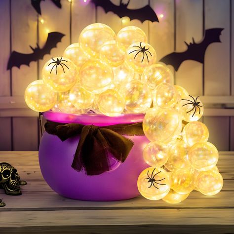 PRICES MAY VARY. Bubbling Cauldron Halloween:Create an enchanting Halloween deoration with our DIY Bubbling Cauldron Set. Easy to set up in just 20 minutes, it's the ideal centerpiece for your halloween celebrations. Cute Halloween Cauldron Decor:the Bubbling Cauldron Set is the perfect addition to your spooky season decor. With Featuring a 10" witch cauldron and a --for the twinkling lights, 45 clear balls,40g cotton filling,and creepy plastic spiders, this set brings the Halloween spirit to li Halloween Adult Party Decorations, Witches Decor Halloween, Cauldron Decoration Ideas, Halloween Karaoke, Hocus Pocus Party Decoration, Hocus Pocus Decorations, Adult Halloween Party Decorations, Teen Halloween Party, Halloween Car Decorations