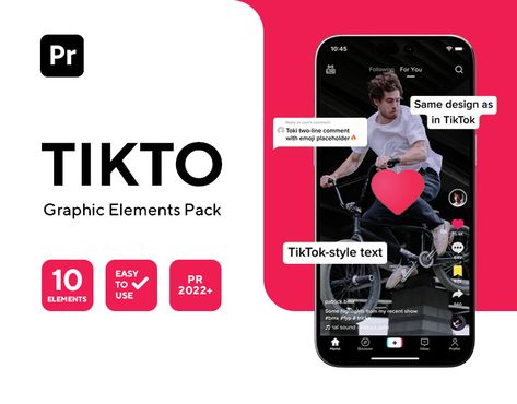 TIKTO - TIKTOK GRAPHICS PACK FOR PREMIERE PRO Tiktok Poster Design, Tiktok Ads Design, Tiktok Graphic Design, Tiktok Poster, Content For Tiktok, Like Animation, Tiktok Design, Camping Picnic Table, Poster Sale