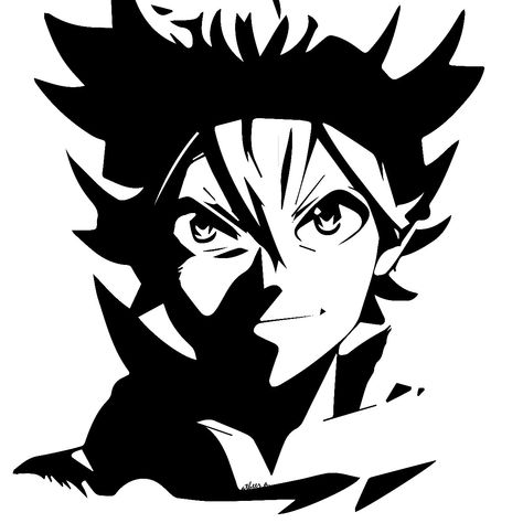 Art Sketches Black, Anime Svg Free, Anime Stencil, Emo Girl Wallpaper, Anime Silhouette, Asta Black Clover, Anime Svg, Illustrator Drawing, Paper Carving