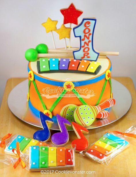 Drum Birthday Cakes, Drum Birthday, Musical Birthday Party, Diy Drums, Drum Cake, Music Cake, Music Themed Parties, Themed First Birthday, Theme Cake