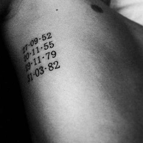 birthdates of my family Family Birthdate Tattoos, Parents Birthdate Tattoo, Birthday Tattoo Ideas Men, Kids Birthday Tattoo Ideas For Men, Multiple Date Tattoo Ideas, Small Family Tattoo Ideas Symbols, Birthdates Tattoos, Birthdates Tattoo Ideas, Birthdate Tattoo Ideas For Men