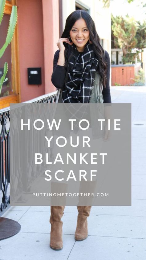 Style A Large Scarf, Tie Blanket Scarf, Tying Large Scarves, How To Wear A Big Scarf Winter, How To Tie Large Scarf, Ways To Wear A Large Scarf, How To Tie A Winter Scarf, How To Wear A Scarf In Winter, Blanket Scarf Styles