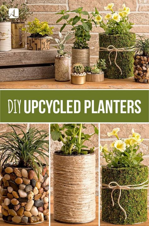 Upcycle Planters, Diy Upcycled Planters, Recycler Diy, Upcycled Planters, Can Planters, Plantarea Legumelor, Boho Deck, Diy Planters Outdoor, Upcycled Planter