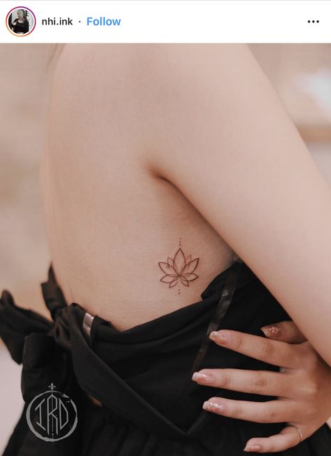 Lotus Tattoo Ribcage, Tiny Lotus Tattoos For Women, Womens Lotus Tattoo, Rib Lotus Tattoo, Lotus Tattoo Side Rib, Lotus Flower Tattoo Ribcage, Lotus Tattoo Ribs, Lotus Flower Tattoo Side Ribs, Easily Hidden Tattoos Placement