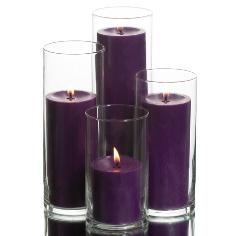 Arrives by Fri, Nov 12 Buy Richland Pillar Purple Candles & Eastland Cylinder Holders Set of 4 at Walmart.com Wooden Pillar Candle Holders, Pillar Vases, Ivory Pillar Candles, Cylinder Candles, Ivory Candles, Mercury Glass Votives, Purple Candles, Glass Cylinder Vases, Candle Inspiration