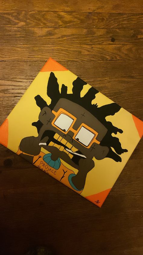 Kodak Painting, Painting Ideas On Canvas High Cartoons, 90s Canvas Painting, Bape Paintings Canvas, 90s Cartoon Paintings, Hypebeast Painting Canvas, Rapper Paintings, Y2k Painting Ideas Easy, Chucky Painting