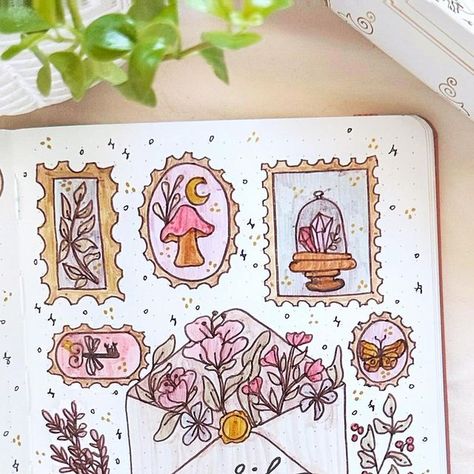 *✧･ﾟLucy *✧･ﾟ on Instagram: "💐 april cover! 💐  hello, happy wednesday!☺️  today I am sharing with you my cover page for the month of april!🌷  I decided to go with a vintage, cottage core stamps/letters theme, and I think it turned out pretty cute!🍄  my april plan with me video is up on my youtube channel if you are interested in seeing how I created this setup! (link in stories and bio)🫶 • • • #bujo #bulletjournal" Bujo Monthly Theme Ideas, Herb Witchcraft, Cottagecore Green, Cute Stamps, Core Ideas, Vintage Cottage Core, Cottage Core Art, Aesthetic Cottage, Month Of April