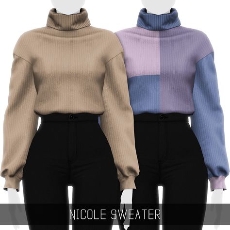 Simpliciaty's Nicole Sweater - The Sims 4 Create a Sim - CurseForge Mods Sims 4, Sims 4 Tsr, Sims 4 Cc Kids Clothing, The Sims 4 Pc, Free Sims 4, The Sims 4 Packs, Sims 4 Body Mods, Sims 4 Expansions, Sims 4 Teen