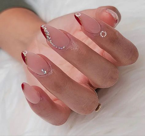 Spring Nails Art Designs, Spring Nails Art, Bridesmaids Nails, Nail Designs Ideas, Nails Art Designs, Red Acrylic Nails, Christmas Gel Nails, Nails Design With Rhinestones, Almond Nails Designs