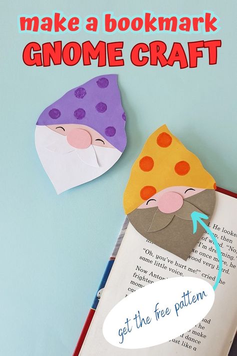 Origami Gnome Instructions, Gnomes Reading Books, Gonk Crafts For Kids, Gnome Kids Craft, Corner Bookmarks Diy Free Printable, Printable Corner Bookmarks, Gnome Crafts For Kids, Gnome Bookmarks, Elementary School Lesson Plans