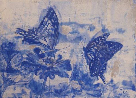 Arte Peculiar, Butterflies And Flowers, Arte Inspo, Wow Art, Ethereal Art, Pics Art, Blue Aesthetic, 그림 그리기, Pretty Art