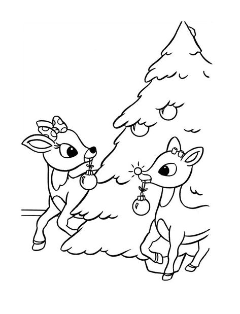 Rudolph Coloring Page Rudolph Coloring Pages, Reindeer Coloring Pages, Deer Printable, Reindeer Printable, Christmas Tree Coloring, Christmas Coloring Pages For Kids, Fargelegging For Barn, Tree Coloring, Rudolph Red Nosed Reindeer